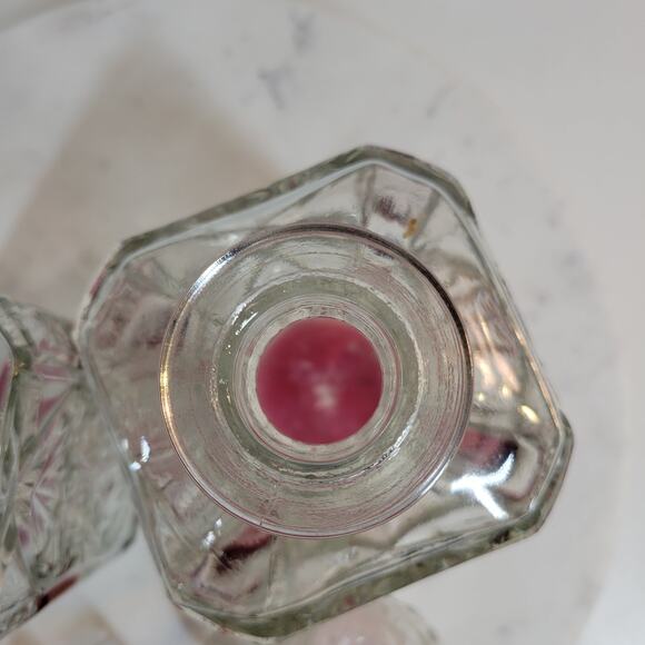 Vintage Decanters Crystal Cranberry Liquor Heavy Cut Glass Whiskey Set of 2 - Picture 13 of 16